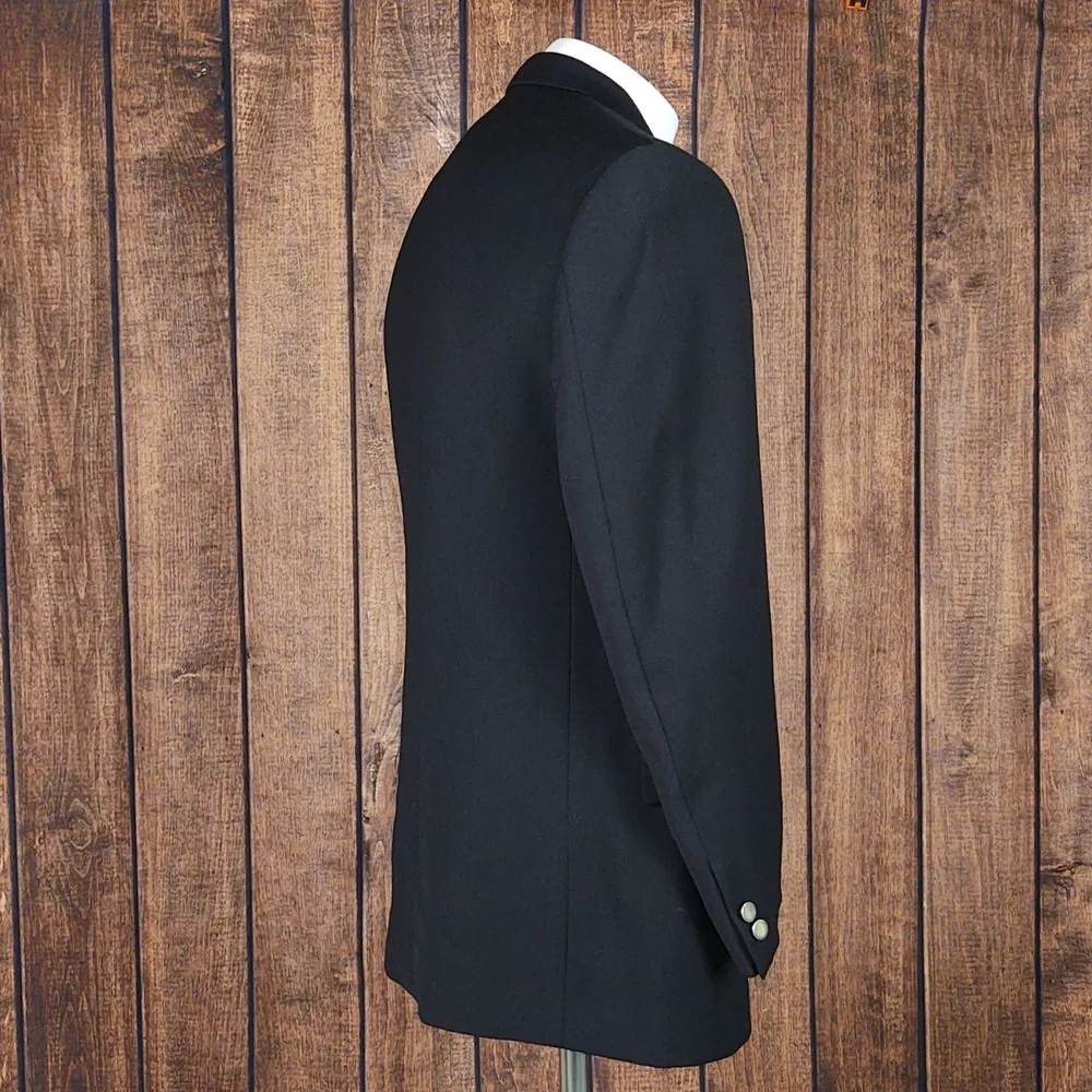 Vtg 2 Button Wool Black Modern Fit Men's Blazer Like New